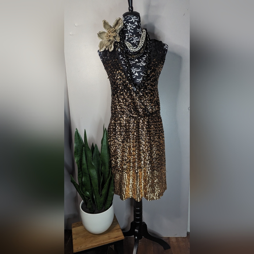 COPY - Authentic Tory Burch Black fade to Gold Dress